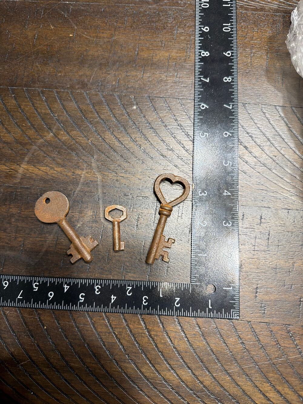 Lot of 3 Vintage Metal Skeleton Keys Antique Style Barrel Lock Keys Rustic Decor
